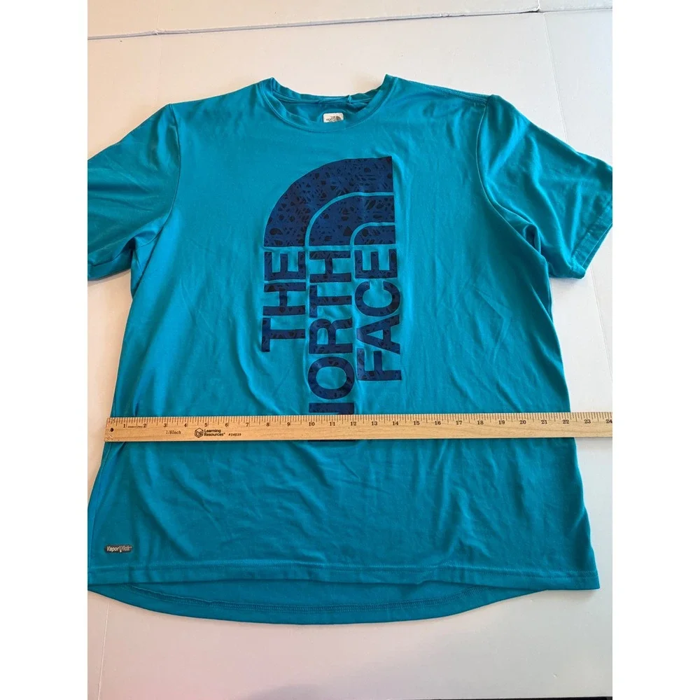 The North Face Mens VaporWick Blue Vertical Logo Graphic Active T-Shirt Large